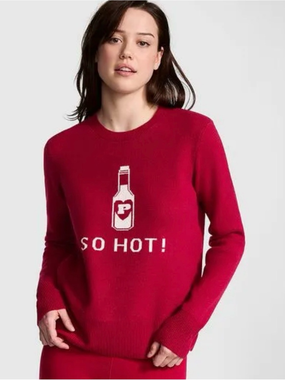 🤎 NWT Victoria’s Secret PINK “So Hot” Red Crewneck Sweater - Small (09927)